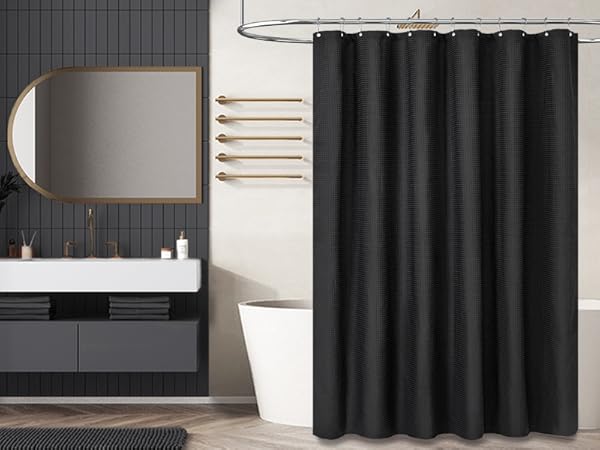 black shower curtain