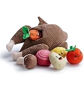 Nocciola 7 in 1 Stuffed Turkey Squeaky Dog Toys, Soft Interactive Cognitive Enrichment Hide and S...