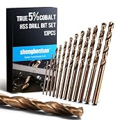 5% Cobalt Drill Bit Set, M35 High Speed Steel Twist Drill Bits 135 Degree Split Point for Hard Me...