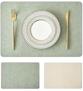 Leetaltree Reversible Faux Leather Placemats Set of 2, 12x17 Inch, Heat Resistant Waterproof Non-...