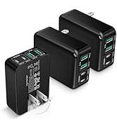 3-Pack USB C Fast Charger Block, 40W 4-Port Flat USB C Wall Charger Type C Charger PD3.0 Power Ad...
