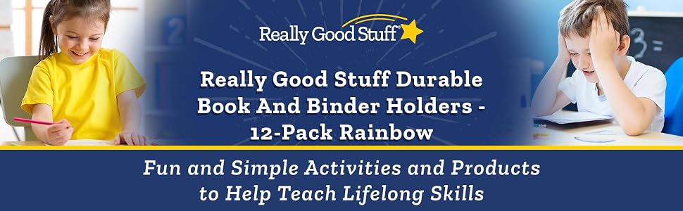 Really Good Stuff Durable Book And Binder Holders - 12-Pack Rainbow