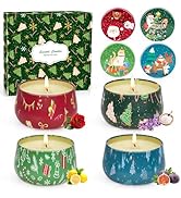 Christmas Gift Set, 4 Pack Scented Candle Set Holiday Candle Gifts - Soy Candles Home Scented, Ch...