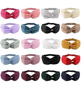 AHONEY 20 PACK Head Bands for Women's Hair Twist Headband Stretchy Workout Elastic Fabric Solid C...