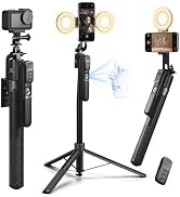 K&F CONCEPT 71“ Auto Face Tracking Tripod, 360° Rotation Selfie Stick with 2 Fill Lights, Gesture...