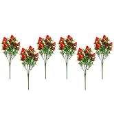 DOITOOL 6Pcs Simulated Strawberry Plant Decor 10.5 inch Long Stem Strawberry Branches, Artificial...