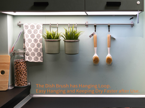 The Dish Brush Has Hook Design with Heart,Easy Hanging and Keeping Dry Faster after Use.
