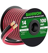 BAHIWOM 14 Gauge Wire 100FT 12V/24V DC Low Voltage Electrical Wire 2 Conductors Cable Flexible PV...