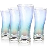Joeyan Water Juice Cocktail Drinking Glasses Cups,Origami Style Glassware,Ripple Highball Glass,M...