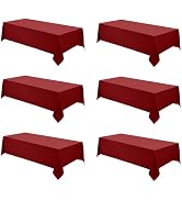 Aocoz Rectangle Tablecloths 90x132 Inch 6 Pack Red Tablecloth Washable Decorative Linen Polyester...