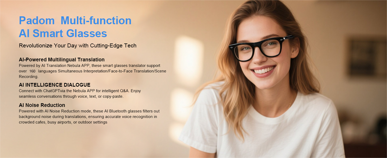 smart AI glasses for women & men, multi-function tranlator glasses for men & women