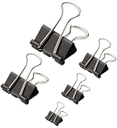 OWLKELA 100 Pcs Black Binder Clips, Paper Clamps, Paper Binder Clips, Assorted Sizes, Metal Black...