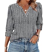 WIHOLL 3/4 Length Sleeve Womens Tops with Button Cuffs Blouses Dressy Casual V Neck Summer Outfit...