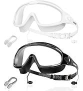 Aegend New Adult Wide View Swim Goggles, Anti-Fog/UV No Leak Swimming Goggles with Ear Plugs for ...