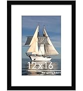 PEALSN 12x16 Picture Frame, Display Pictures 8.5x11 with Mat or 12 x 16 Without Mat for Wall Moun...