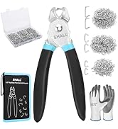 SHALL Hog Ring Pliers Kit with 600pcs Galvanized Hog Rings (3/8’’, 1/2’’, 3/4’’) for Upholstery, ...