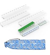 SOVQUEST Mahjong Racks with Pushers, Set of 4 Acrylic Mahjong Racks 17.5" for American Mahjong, S...