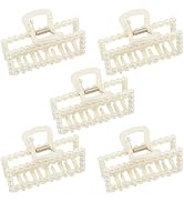5 PCS Simulated Pearl Hair Claw Clips for Women | Multi-Use Barrettes for Thin Hair with Non-Slip...