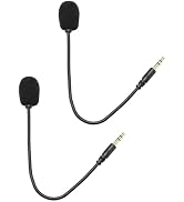 GANPUB 2Pcs Headset Microphone 3.5mm Plug, Black Headset Microphone Adjustable 360 Degrees Bendab...