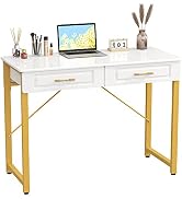 WESTREE Modern Makeup Vanity Desk with Glossy Desktop, Bedroom Home Office Writing Desk with Draw...