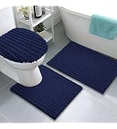 Arotive Luxury Chenille Bathroom Rugs 3 Piece with Toilet Lid Cover, Shaggy Soft and Absorbent Ba...