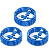 chcela 60W USB C to C Cable 3 Pack 6FT Fast Charging for iPhone 17 S26 Blue | 3 x 6FT USB-C cable...