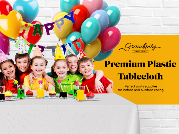 Grandipity Plastic Table Cloth White