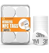 Summerbrite 30 Pcs NFC Tags NTAG215 Blank NFC Cards Stickers, Rewritable Programmable NFC 215 Chi...