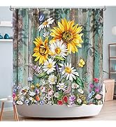 Vimorco Sunflower Shower Curtain, Butterfly Shower Curtains for Bathroom, Waterproof Quick-Dry Po...