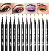 AWCCXMYM 12Colors Matte Liquid Eyeliner Colorful Set,Red Pink Green Blue White Eyeliner Liquid,Ey...