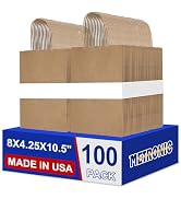 METRONIC Gift Bags 8x4.25x10.5 100Pcs Brown Paper Bags with Handles Bulk | Recycled Kraft Paper B...