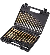 AIMLENTOOL 30 PCS Titanium Impact Drill Bit Set, Hex Shank Drill Bit Set for Wood, Steel, Metal, ...