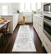 2x6 Hallway Washable Runner Rug : Vintage Soft Kitchen Bathroom Laundry Runner Non Slip Backing F...