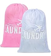 2 Pack Large Mesh Laundry Bag, Heavy Duty Laundry Bags with Drawstring, Laundry Hamper Liner, Mac...