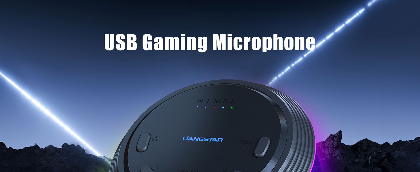 LIANGSTAR Gaming USB Microphone with 5 Voice Changes, Mute, AI Noise Cancellation