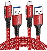 Aoybevty USB A to USB C Cable 3.3ft+6.6ft (Red), 10Gbps Data Transfer and 60W 3A Fast Charging Ca...