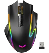 TECKNET Wireless Gaming Mouse,2.4GHz/USB-C, 1000Hz,7 Custom Buttons 13 RGB | 12800 DPI, 700mAh Re...