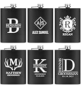 Ugiftcorner Personalized Groomsmen Gifts Wedding Custom Engraved Flask with Initials Proposal Gif...