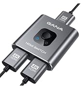 HDMI Switch 4k@60hz Splitter, GANA Aluminum Bidirectional HDMI Switcher 2 in 1 Out, Manual HDMI H...