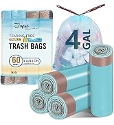 JOYEUX 4 Gallon Small Trash Bags, No-Tearing Drawstring Garbage Bags for Bathroom Kitchen, Beachs...