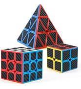 Carbon Fiber Sticker Speed Cube Set: 2x2x2 3x3x3 Pyramid Magic Cube Set, Puzzle Cube Toys Birthda...