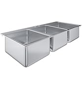 AmGood Stainless Steel Compartment Drop-in Sink. NSF (3 Bowl 16" x 20" x 10" No Faucet)