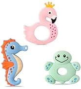 Silicone Teething Toy for Babies - 2ooya 3Pcs Summer Ocean Animal Themed Soft Teether, Infant BPA...