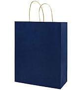 50 Pack 5.25x3.25x8 inch Small Blue Gift Paper Bags with Handles Bulk, Bagmad Kraft Bags, Craft G...