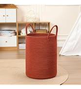 40L Woven Laundry Basket Hamper, 100% Natural Cotton Rope, Handwoven & Durable, Storage for Blank...