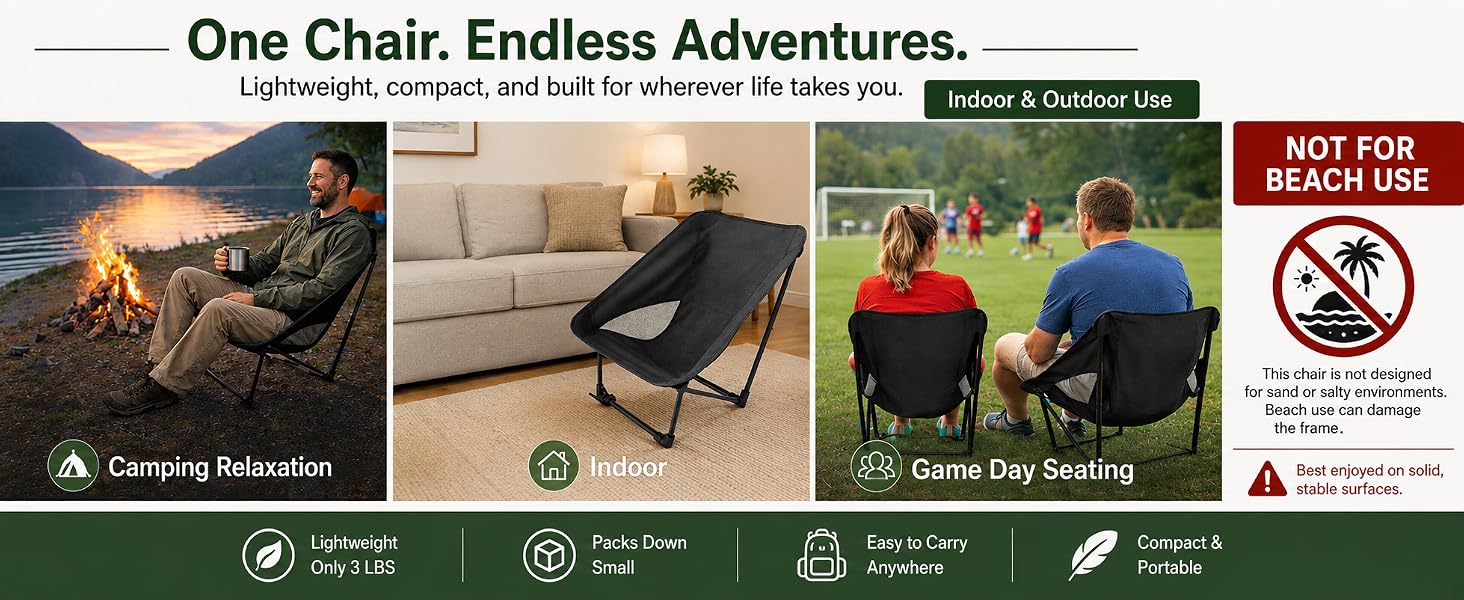 camp chair portable compact travel folding outdoor lightweight hiking festival sports lawn