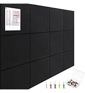 Large Cork Board 48" x 36", 12 Pack Felt Wall Tiles with Colored Pushpins, Bulletin Board with Re...