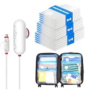 VMstr 15 Pack Travel Vacuum Storage Bags with USB Pump, Vacuum Packing Seal for Luggage and Suitc...
