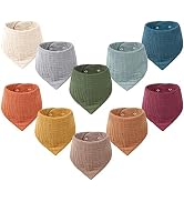 Konssy Muslin Baby Bibs 10 Pack Baby Bandana Drool Bibs 100% Cotton for Unisex Boys and Girls, So...