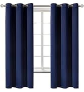 BGment Blackout Curtains for Bedroom - 63 Inch Long Navy Blue Grommet Room Darkening Thermal Insu...
